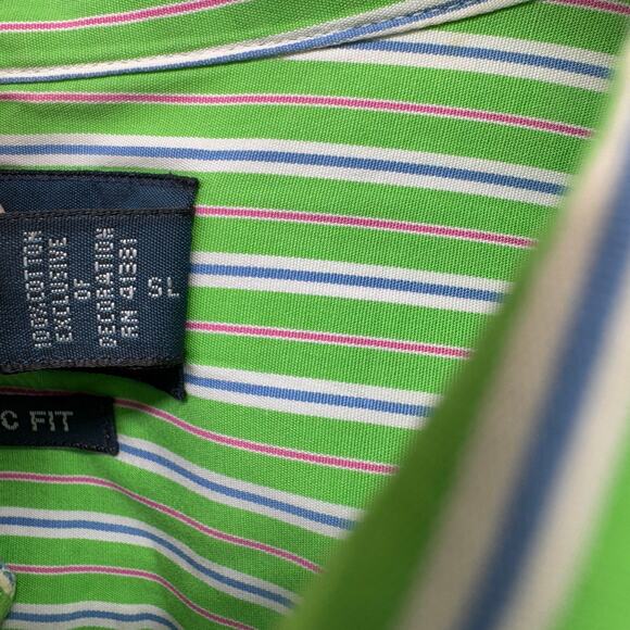Ralph Lauren Shirt Mens XL Green Pink Stripe Button Down Classic Fit Blue Pony - Picture 6 of 7